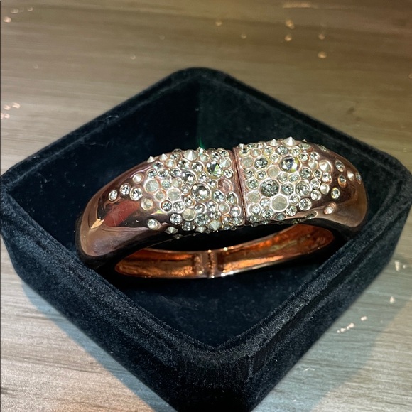 Alexia Admor Jewelry - Crystal Pavé Rose Gold Hinged Bangle Bracelet